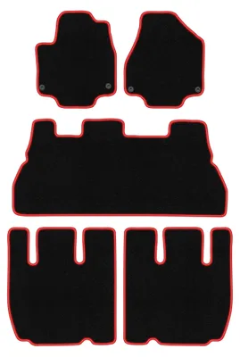 Produktbild von Fußmatten Velours Schwarz/Rot für Chrysler Pacifica II 2017- Set 5-tlg