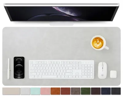 Obrázek produktu pro Podložka na psací stůl, rozměry 80 x 40 cm, barva: šedá, vzhled: Imitace kůže
