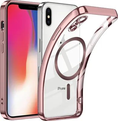 Obrázek produktu pro Pouzdro pro iPhone X / iPhone XS Magnetické Ultra Tenké Průhledné Pouzdro s Magsafe a Ochranným Krytem na Kameru Růžový