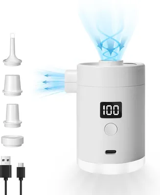 Produktbild von Elektrische Luftpumpe mit integriertem, 3600mAh Akku, tragbar, LED-Stromanzeige,Air Pump mit 4 Luftdüsen,für Luftmatratzen und Schwimmhilfen