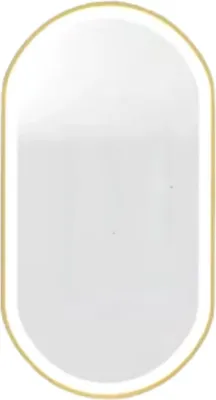 Obrázek produktu pro Zrcadlo LED v koupelně - S osvětlením - Zlatý rám - Oválný tvar - Proti zamlžování a stmívání - Make-up - 60x120?cm