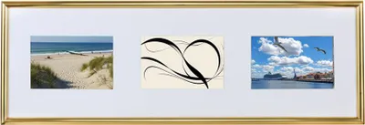Produktbild von Galerie Bilderrahmen Kunststoff mit Passepartout & Klarglas Collagerahmen New Life Style - Farbe: Gold | Format: 3x 10x15 H