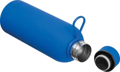 Produktbild von Edelstahl Trinkflasche / gummiert / 750ml / Farbe blau