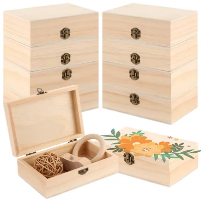 10er-Set Holzkisten mit Deckel, 15x10x5 cm, Kiefernholz, DIY
