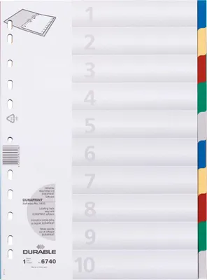 Obrázok produktu pre Durable 6740 - Leerer Registerindex - Polypropylen (PP) - Mehrfarben - Porträt - A4 - 220 mm
