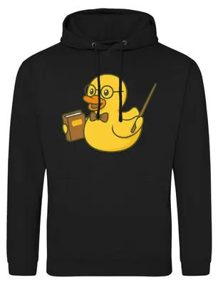 Produktbild von Huuraa Uni Hoodie Quietscheente Lehrer Comic Gummiente XXL Deep Black Vegan Sweatshirt Geschenkidee