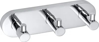 Produktbild von BOMEGA Dreifachhaken Messing Chrom poliert 185x55x50 mm für Bad & Küche >> zum Bohren oder Kleben