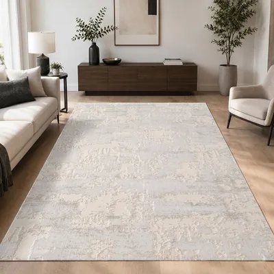 Produktbild von Designteppich Designer Teppich Wohnzimmer abstrakte Musterung modern Cream - Weiß - Größe: 160 x 230 cm