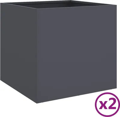 Produktbild von Pflanzkübel 2 Stk. Anthrazit 49x47x46 cm Stahl