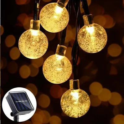 Image de Éclairage extérieur solaire - Guirlande lumineuse d'extérieur à 100 LED - 12 m de longueur - Diamètre extérieur : 1,8 cm - Guirlande lumineuse d'extérieur
