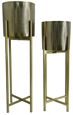 Produktbild von Set aus 2 Metall-Pflanzgefäßen mit Fuß