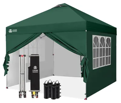 Productafbeelding van Opklapbare partytent 3x3 meter, waterdicht, met 4 zijpanelen, UV-bescherming 50+, kleur: bosgroen