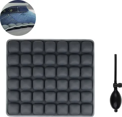Produktbild von Aufblasbares Sitzkissen Luftsitzkissen Tragbarer Autositz Bürostuhl Rollstuhl Pad Anti Dekubitus Orthopädische Schmerzlinderung Kissen Camping Sitzmatte mit Pumpe(Grey)