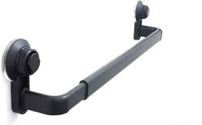 Obrázek produktu pro Držák na ručníky do koupelny a kuchyně bez vrtání, samolepící věšák na ručníky, samolepící, vysouvací, 52-82 cm, přísavka se šroubovacím závitem, matná černá