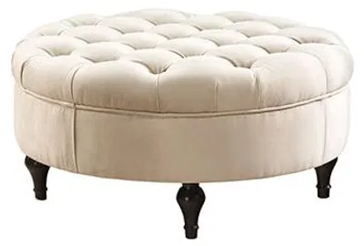 Immagine prodotto di Chesterfield rotondo Poggiapiedi imbottito Ottomano rotondo Divano Tavolino Nuovo
