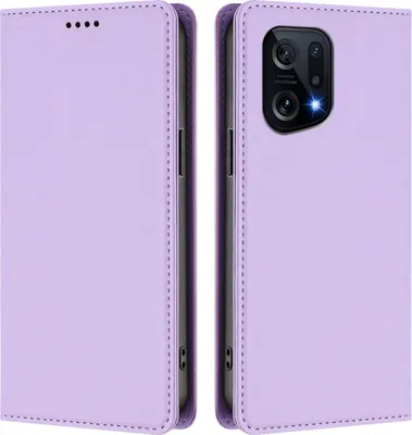 Immagine prodotto di Custodia in pelle per Oppo Find X5, custodia magnetica in Finto cuoio con supporto viola chiaro