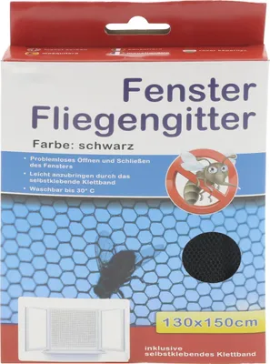 Produktbild von Fliegengitter Insektenschutz Mückengitter Insektennetz für Fenster Schwarz 130x150cm