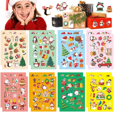 310 Weihnachtssticker – Weihnachtsaufkleber für Kinder, bunt