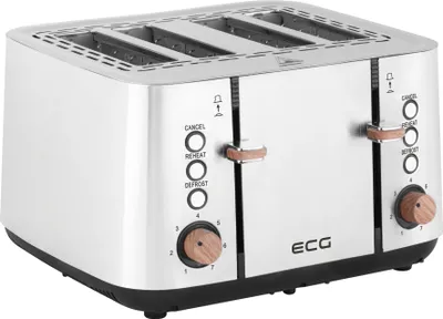 A studio shot of a four-slice toaster.