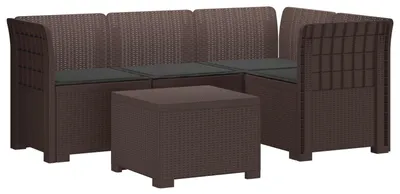 Zdjęcie produktu dla VidaXL, sofa ogrodowa dla 4 osób z poduszkami, imitacja rattanu, kolor brązowy