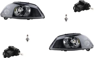 Produktbild von Scheinwerfer passend für Seat Ibiza Cordoba 6L 02-09 + H4 Satz L R m. Stellmotor 6L1941751M 6L1941023 6L1941023A 6L1941752M 6L1941024 6L1941024 Johns