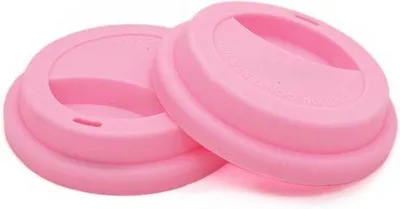 Produktbild von Famanu Silikondeckel wiederverwendbar, auslaufsicher, rosa, 2 Stück
