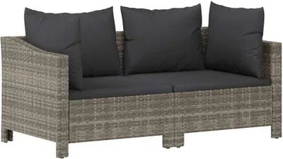 Produktbild von vidaXL 2-teiliges Garten-Lounge-Set mit Kissen Grau Poly Rattan