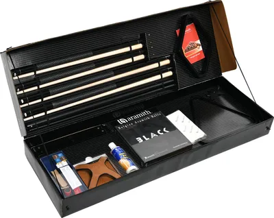Produktbild von Aramith Black Poolbillard Zubehörset mit 145 cm und 120 cm Queues