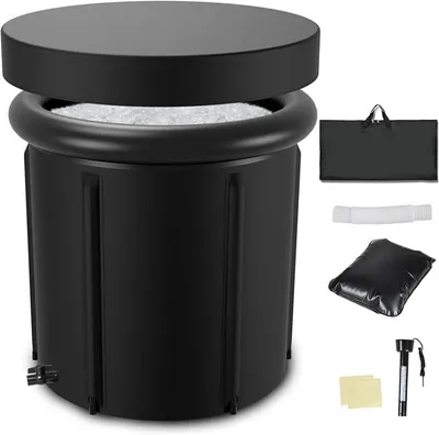 Produktbild von Eisbad Tonne für Athleten, 80 * 78cm Eisbaden mit 5 Isolierschichten, Eistonne Outdoor, Ice Bath Eiswanne mit Abdeckung, Eisbadewanne Aufblasbare für zuhause, Badewanne Aufblasbar Erwachsene