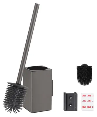 Produktbild von Wand Toilettenbürste Metall Grau mit Edelstahlgriff und Ersatzbürstenkopf