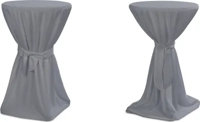 Produktbild von TexDeko Stehtischhussen Premium mit Schleifenband für Bistrotisch Bartisch Grau Ø 80cm Durchmesser