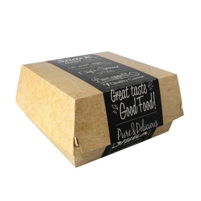 Produktbild von Burgerboxen, Pappe "pure" 8,5 cm x 15,5 cm x 15,5 cm "Good Food" XXL