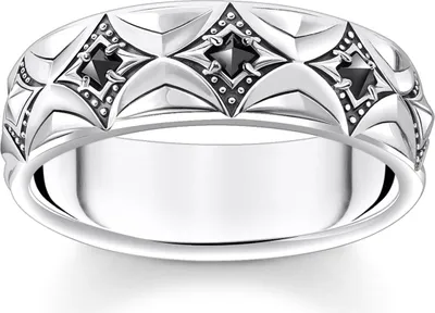 Thomas Sabo TR2453-643-11 Herrenring Rautenmuster mit schwarzen Steinen Silber 1