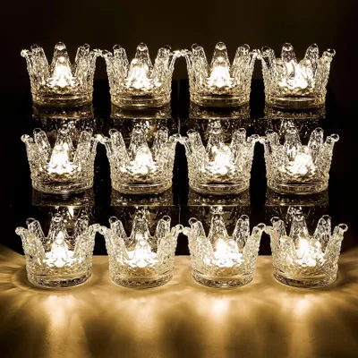12er-Pack Teelichthalter, weiß, Glas, 4x5x2 cm