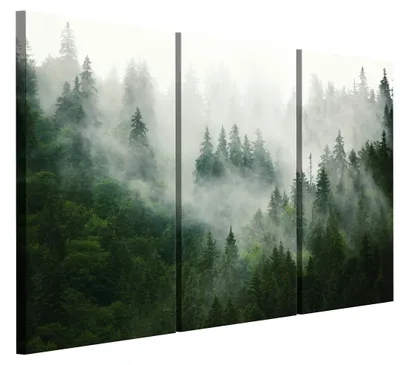 Produktbild von LUMASOUL Leinwand Bilder, Leinwandbild Natur Motiv, Wandbilder Holzrahmen und Webstuhl Wohnzimmer und Schlafzimmer, Bilder 90x60 cm Eklektisch Wald 11