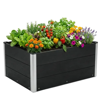 Produktbild von Floordirekt Hochbeet Paros WPC Garten Hochbeet anthrazit 100x50x45 cm – wetterbeständiges Hochbeet für Garten & Terrasse langlebig & stabil