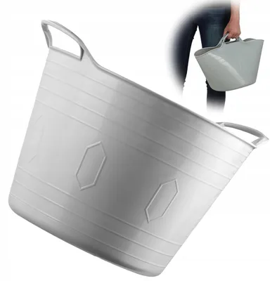 Produktbild von Wäschewanne - Quadratische Kunststoffwanne - Für Wäsche - 15 l - Polypropylen - Grau