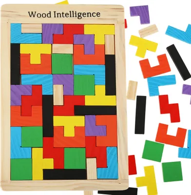 Obrázok produktu pre Drevené puzzle tetris bloky 40el.