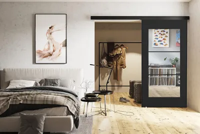 Produktbild von KIER FURNITURE TORI - Schiebetür Komplettset – 106x205x1,6 cm - Graphit