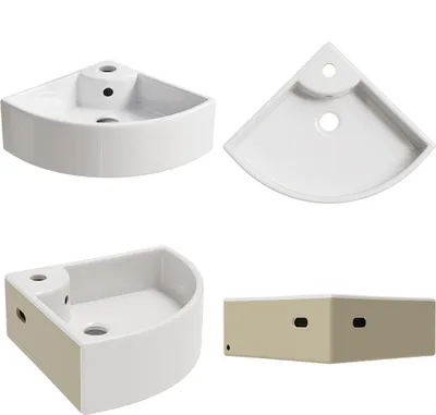 Produktbild von HOROW 46 cm Eckwaschbecken Wandmontage Hängewaschbecken Dreieckiges Wandwaschbecken Für Kleine Garderoben Und Badezimmer