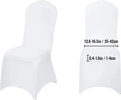 Imagen del producto de Funda para silla, tejido elástico, ajuste universal, color blanco liso, 50 unidades