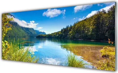 Produktbild von Acrylglasbilder 125x50 Wandbild Druck Gebirge Wald See Natur