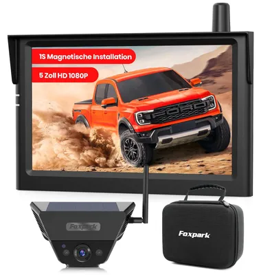 Productafbeelding van Zonnepaneel achteruitrijcamera, draadloos, magnetisch, 5-inch HD 1080P scherm