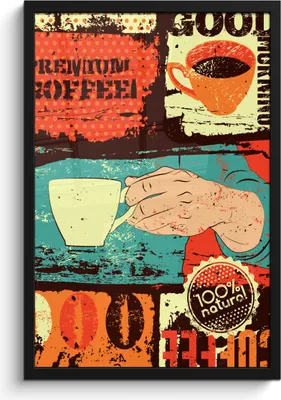 Produktbild von MuchoWow® MuchoWow® Gerahmtes Poster Kaffee - Collage - Vintage 40x60 cm - Poster mit zchwarzem Bilderrahmen - Papierdruck - Wandbilder