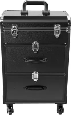 Immagine prodotto di Trolley cosmetico - Valigetta per trucchi con rotelle - Tre ampi cassetti - PVC - Dimensioni 36×23×58 cm - Portata 50 kg - Nero