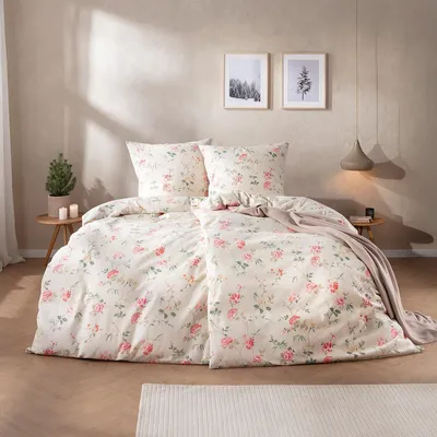 Produktbild von Estella Feinflanell Bettwäsche Corvara leinen 155x220 cm + 80x80 cm