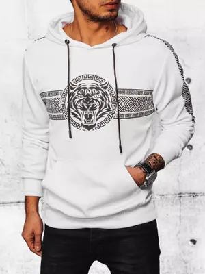 Produktbild von Dstreet Herren-Kapuzenpullover mit Kapuze Stris weiß XL