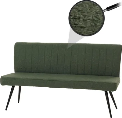 Produktbild von Sitzbank HWC-K16, Esszimmerbank Bank Polsterbank, Rückenlehne Stoff/Textil Bouclé Metall 160cm grün