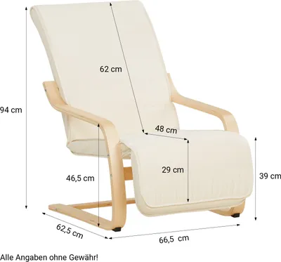 Produktbild von Homestyle4u Schwingsessel Relaxsessel mit Fußstütze, Schwingsessel Holz Baumwolle, Lesesessel Skandinavisch mit Armlehnen, Beige Natur