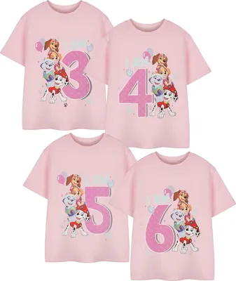 Immagine prodotto di Paw Patrol - Maglietta "I Am 3" per bambine - Compleanno a maniche corte NS8855 (104) (rosa)
